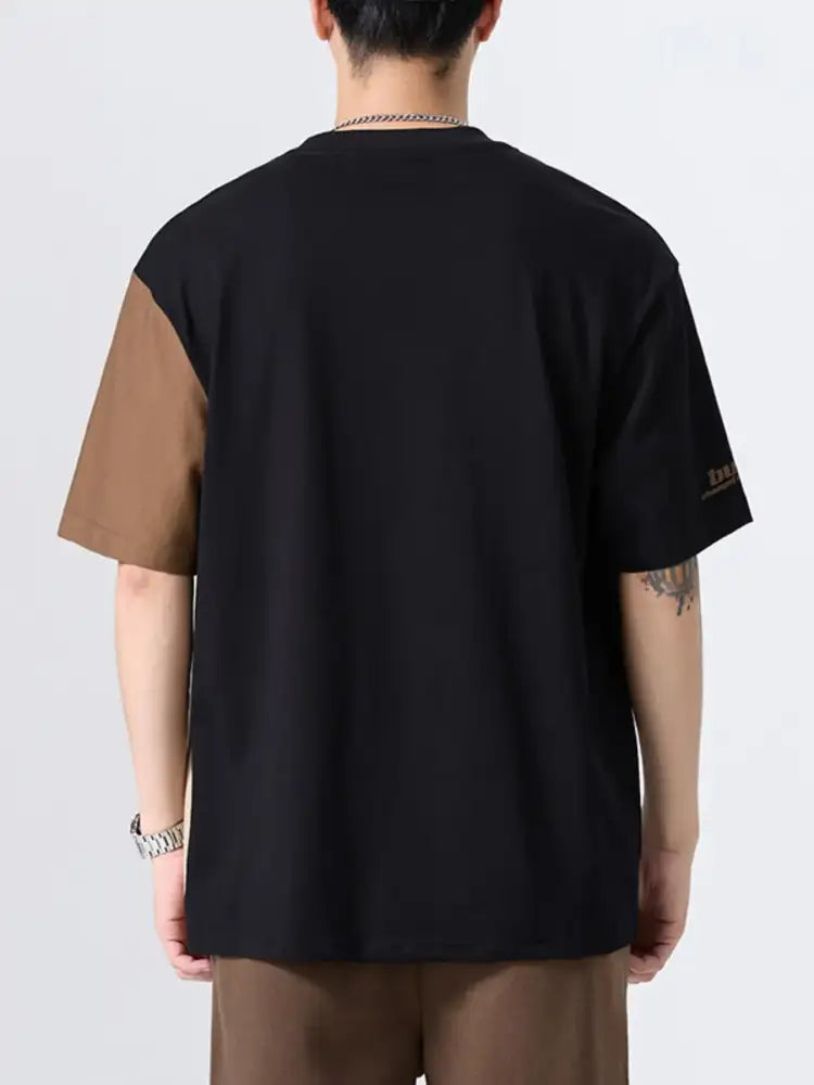 Men’s Plus Size Color Block Round Neck T-Shirt