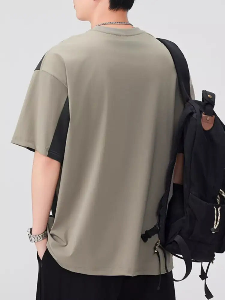 Men’s Plus Size Contrast Round Neck Half Sleeve T-Shirt