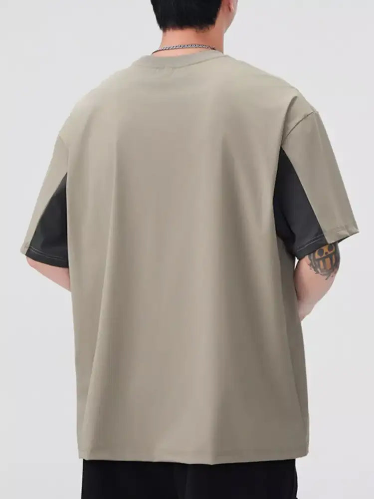 Men’s Plus Size Contrast Round Neck Half Sleeve T-Shirt