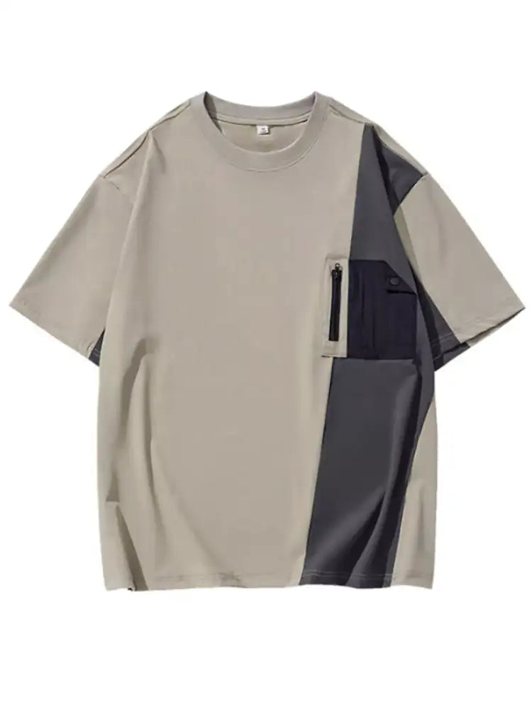 Men’s Plus Size Contrast Round Neck Half Sleeve T-Shirt