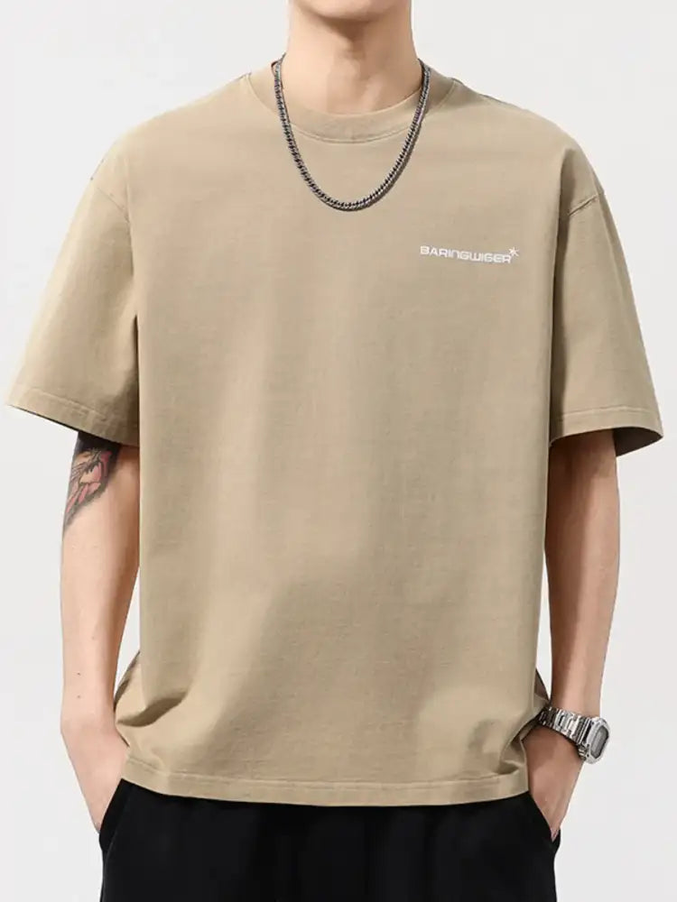 Men’s Plus Size Letter Round Neck Short Sleeve T-Shirt