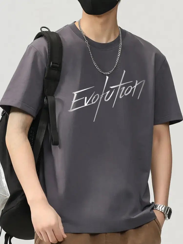 Men’s Plus Size Letter Round Neck Short Sleeve T-Shirt