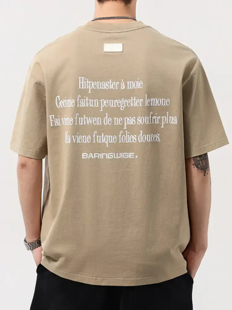 Men’s Plus Size Letter Round Neck Short Sleeve T-Shirt