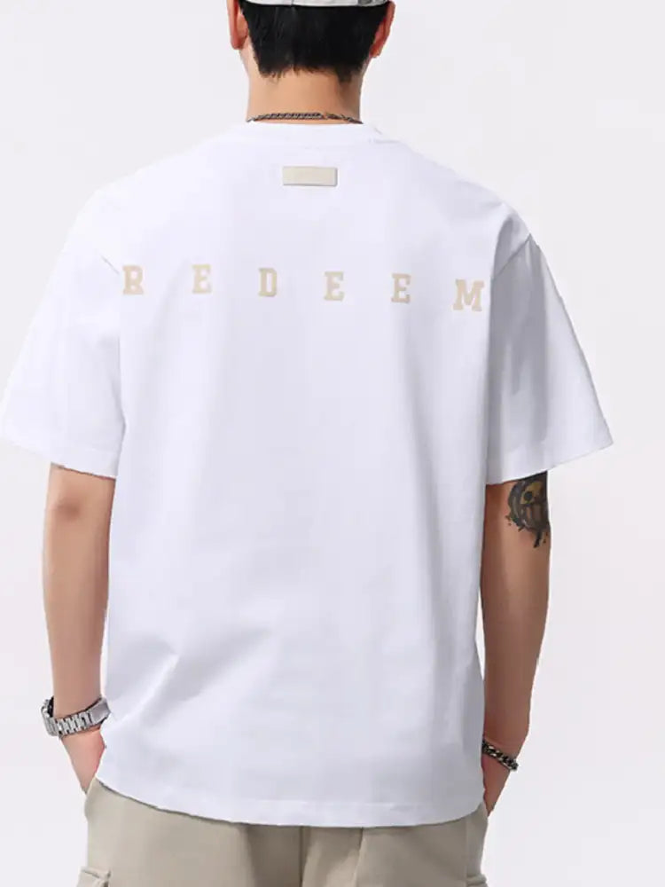 Men’s Plus Size Letter Round Neck Short Sleeve T-Shirt