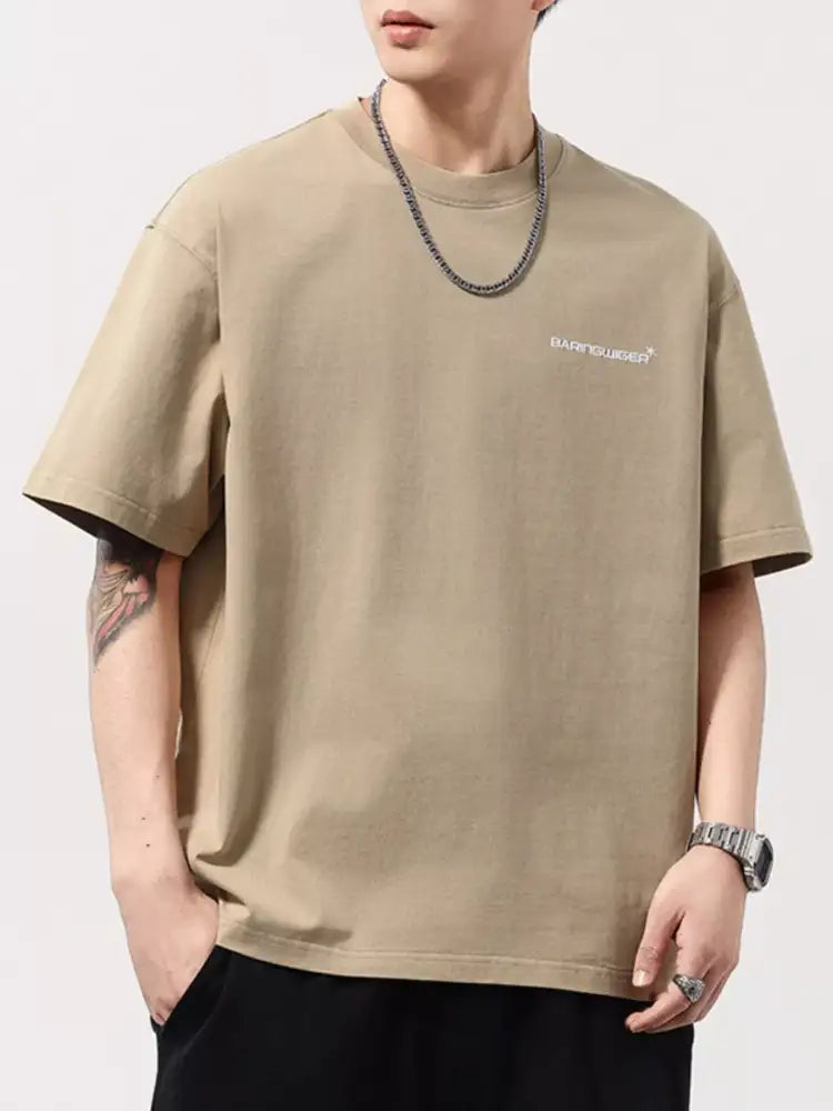 Men’s Plus Size Letter Round Neck Short Sleeve T-Shirt