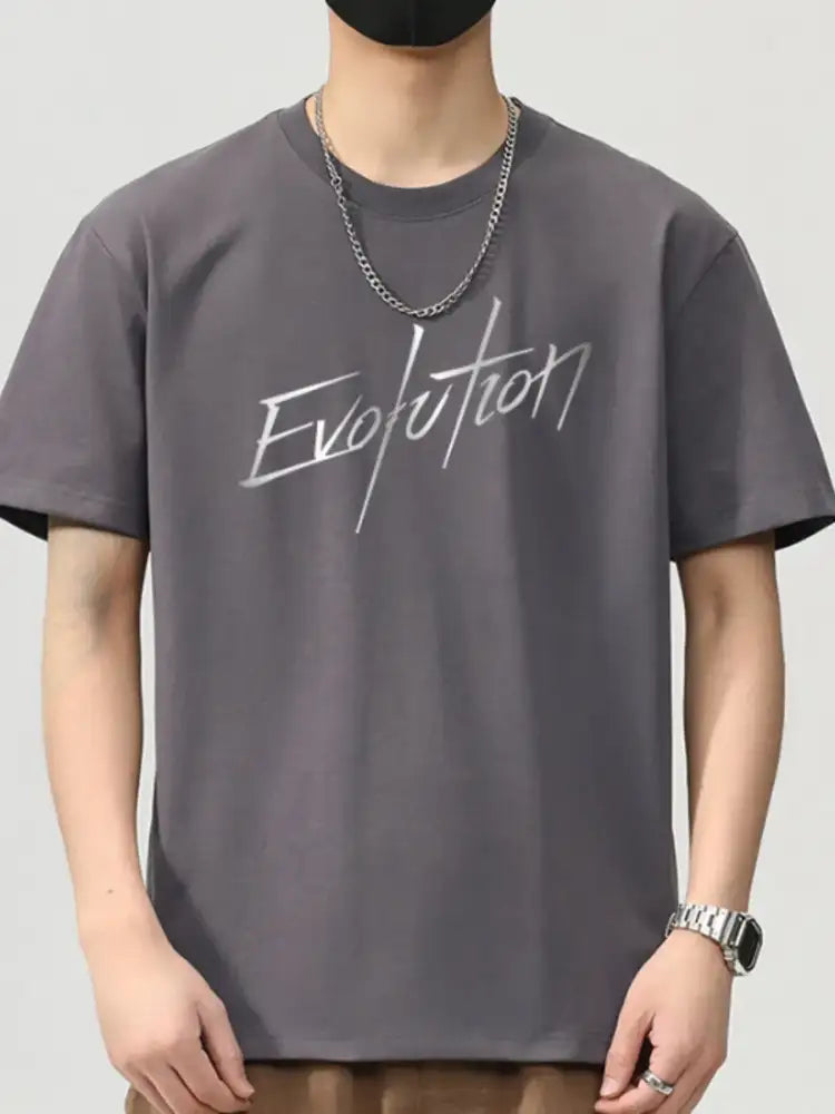 Men’s Plus Size Letter Round Neck Short Sleeve T-Shirt