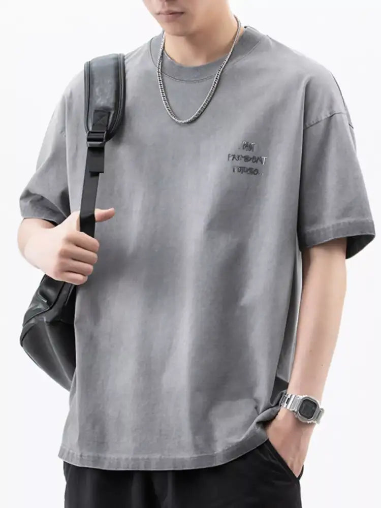 Men’s Plus Size Oversized Round Neck Letter Graphic T-Shirt