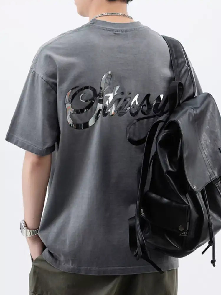 Men’s Plus Size Oversized Round Neck Letter Graphic T-Shirt