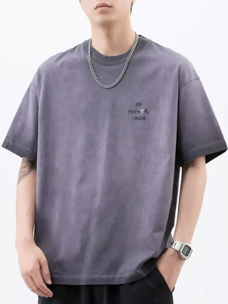 Men’s Plus Size Oversized Round Neck Letter Graphic T-Shirt