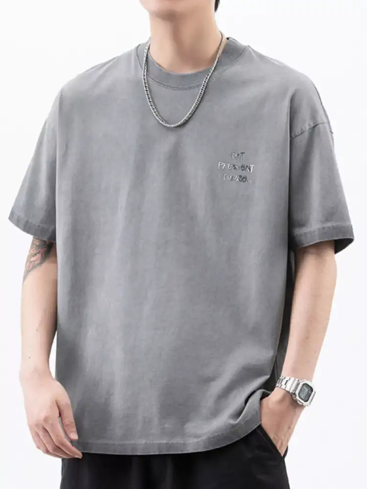 Men’s Plus Size Oversized Round Neck Letter Graphic T-Shirt