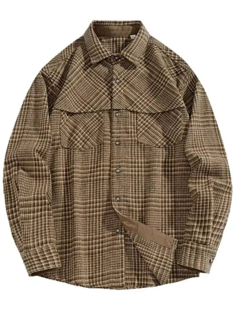 Men’s Plus Size Plaid Button Up Long Sleeve Shirt