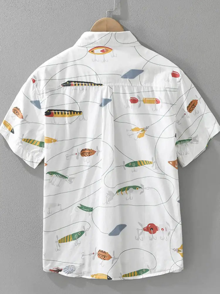 Men’s Plus Size Printed Button Up Short Sleeve Shirt