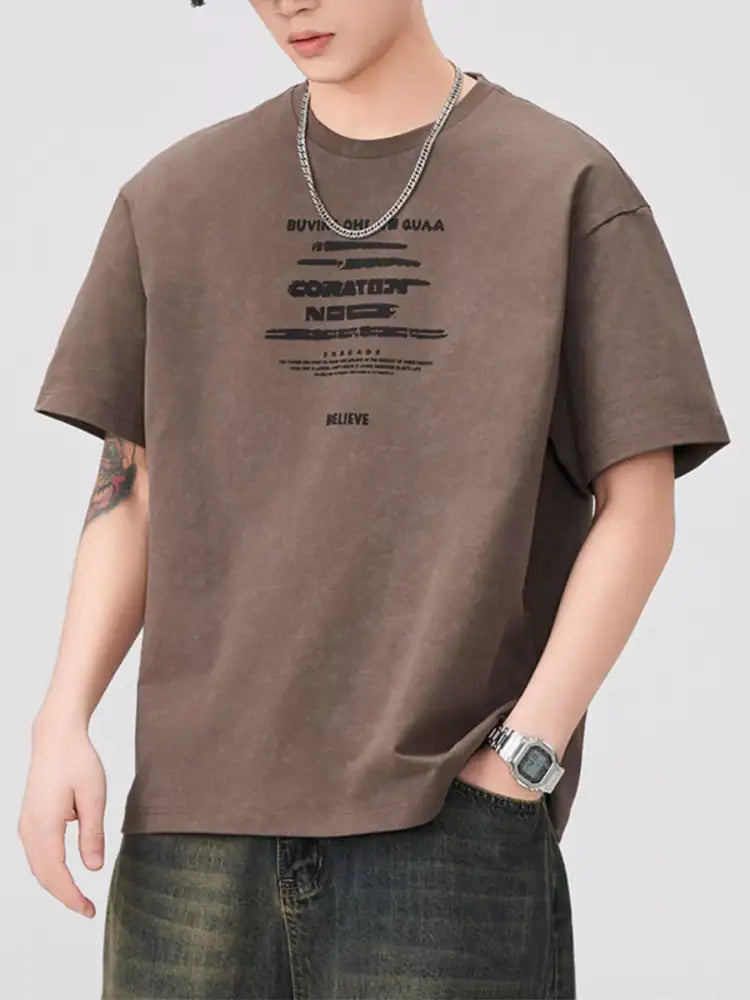 Men’s Plus Size Round Neck Short Sleeve T-Shirt