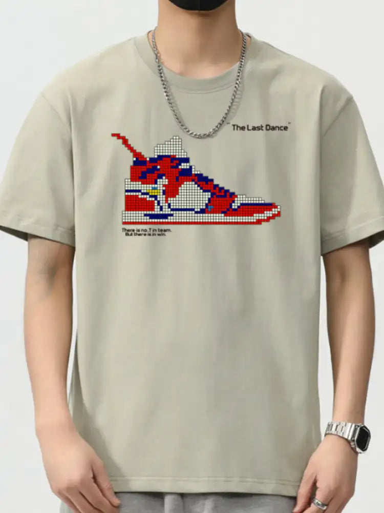 Men’s Plus Size Shoe Graphic Round Neck Short Sleeve T-Shirt