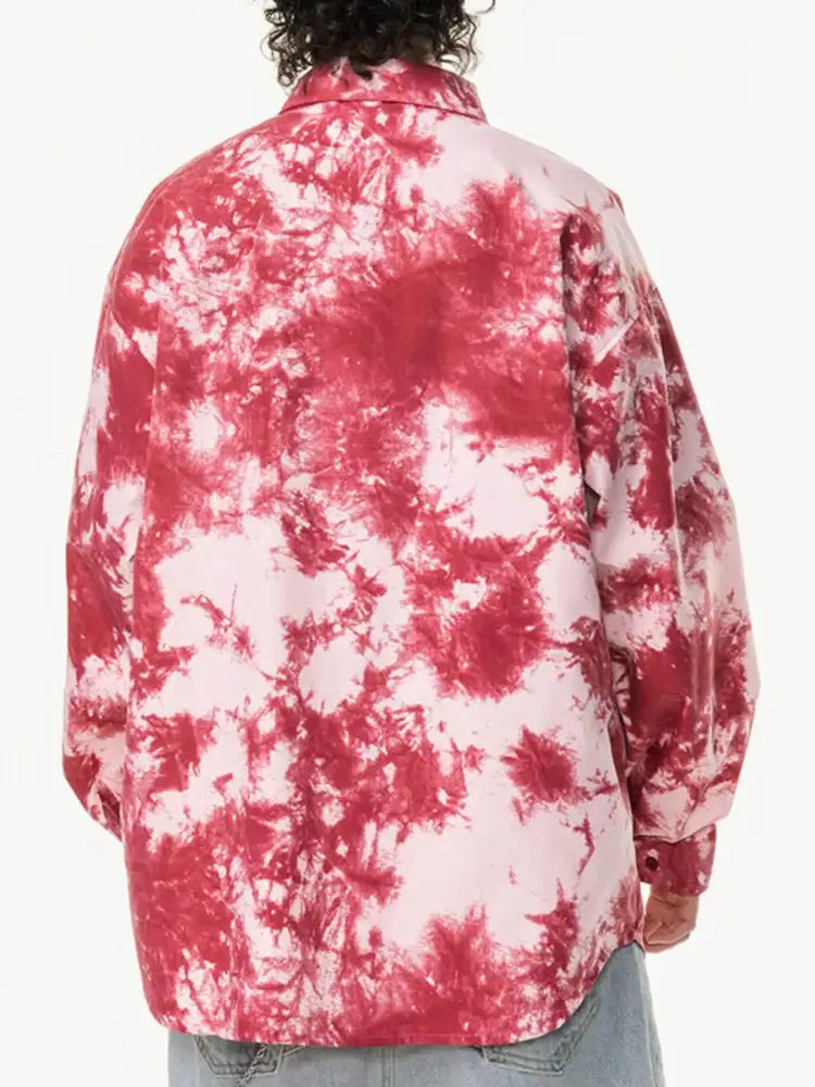 Men’s Plus Size Tie-Dye Oversized Button-Up Shirt