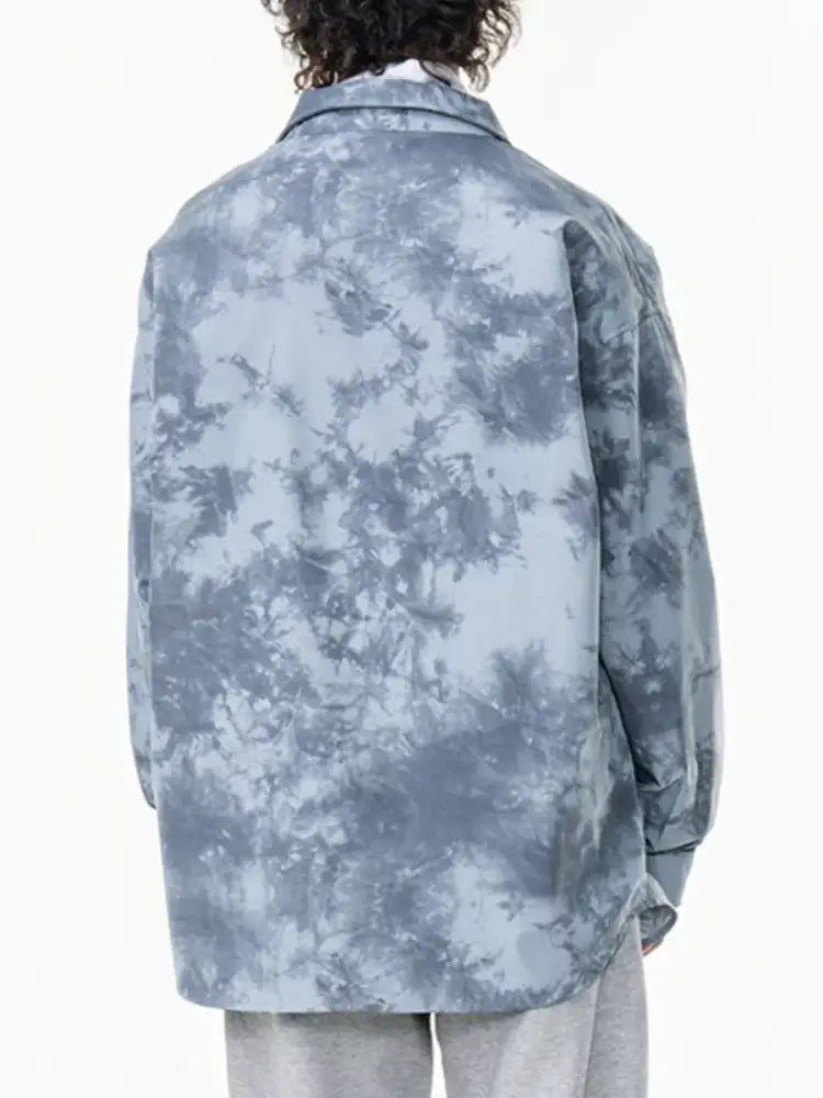 Men’s Plus Size Tie-Dye Oversized Button-Up Shirt
