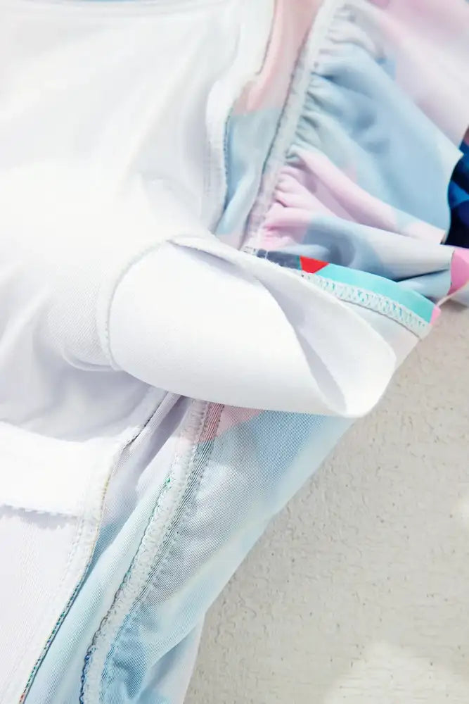 Multicolor Plaid Print Square Neck Frill Sleeveless Backless One-Piece Swimwear