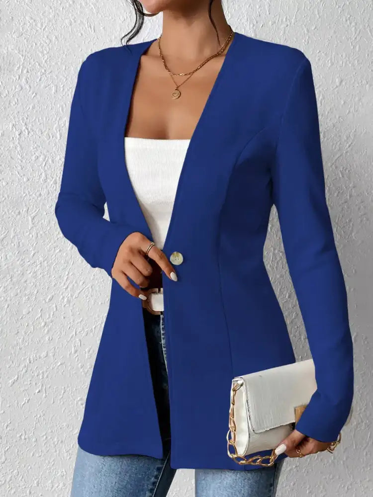One Button Long Sleeve Blazer