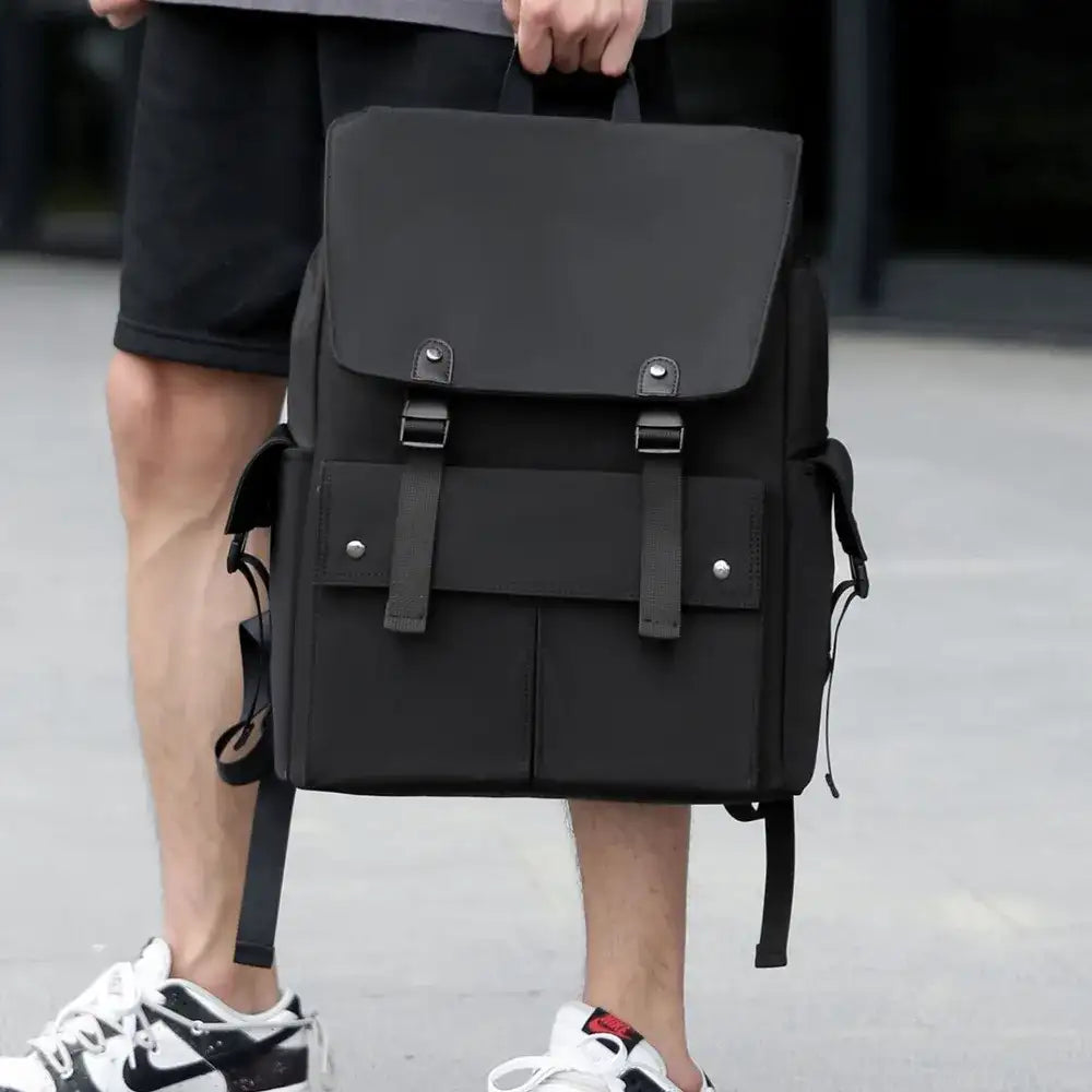 PU Leather Multi-Pockets Adjustable Strap Backpack Bag