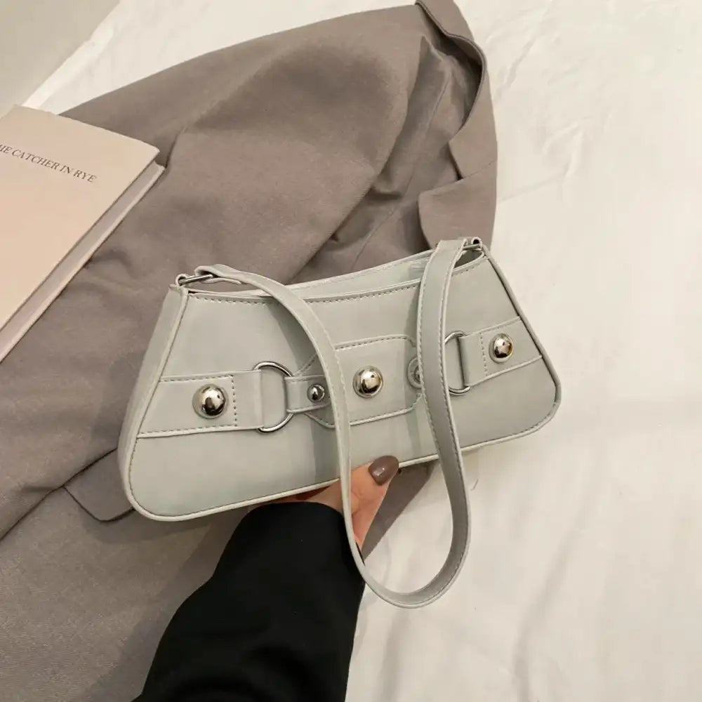 PU Leather Shoulder Bag with Buckle Details