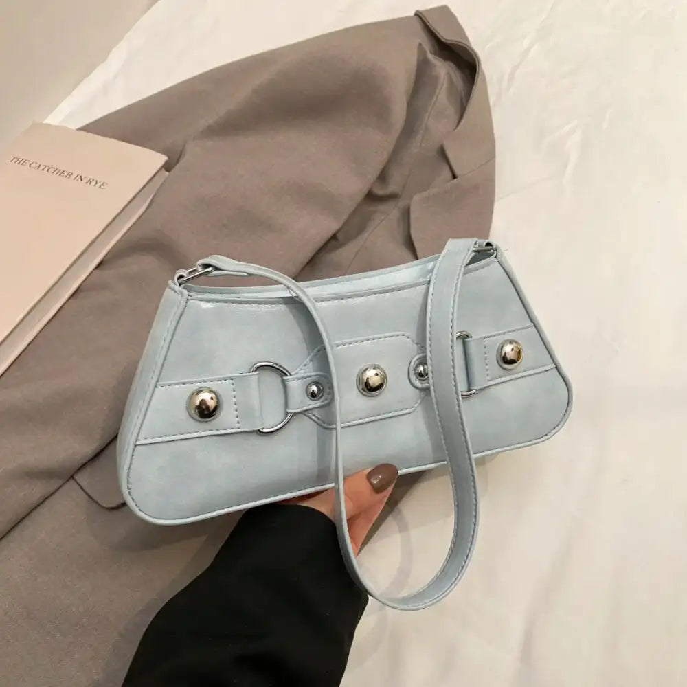 PU Leather Shoulder Bag with Buckle Details