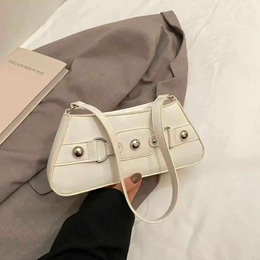 PU Leather Shoulder Bag with Buckle Details