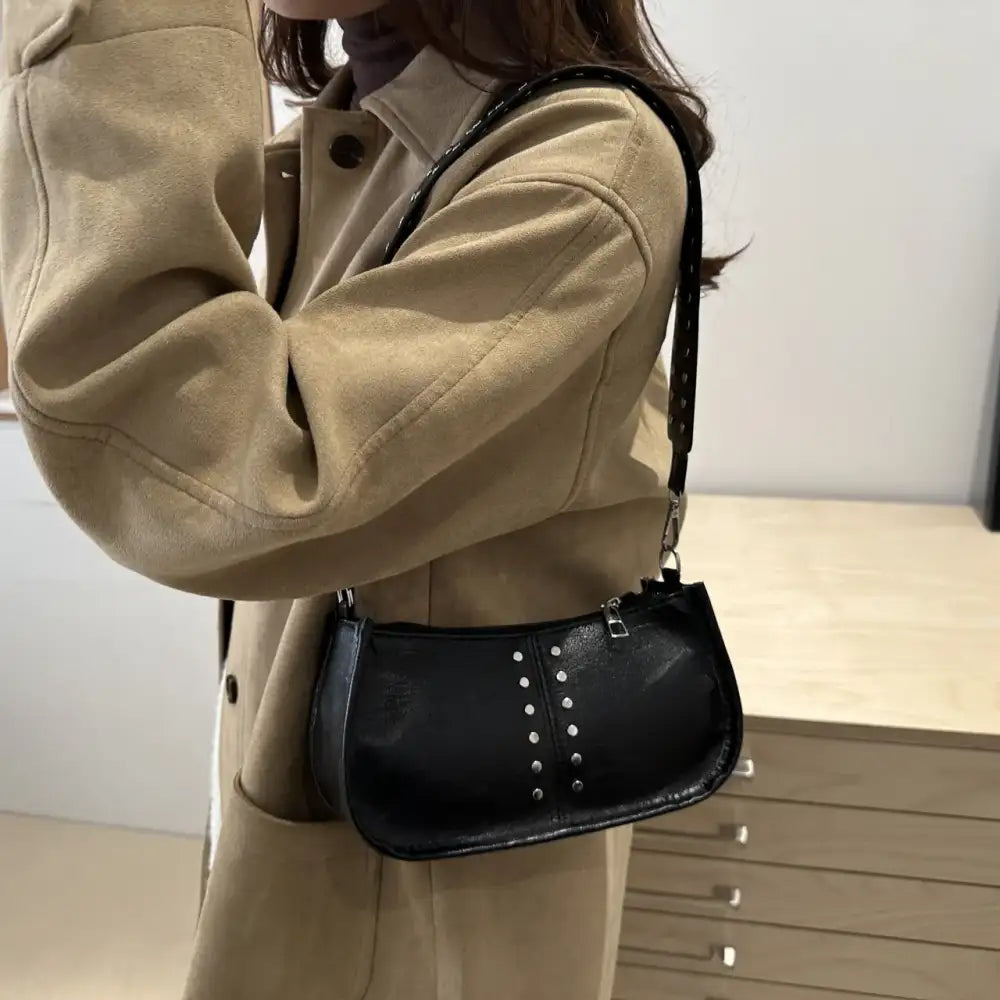 PU Leather Studded Shoulder Bag