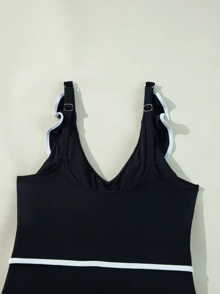 Ruffle Trim V-Neck One-Piece Swimsuit