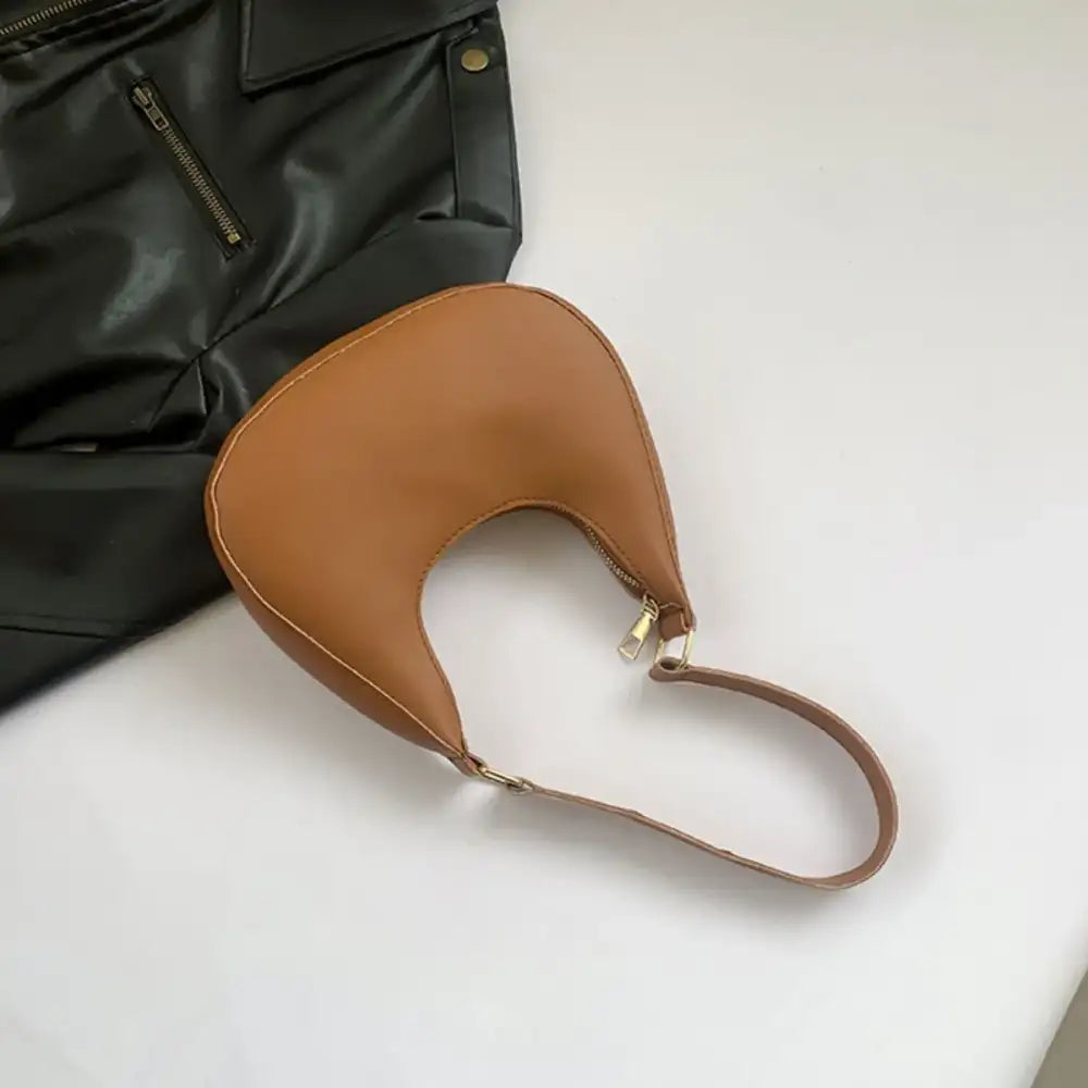 Solid Color Crescent Shoulder Bag