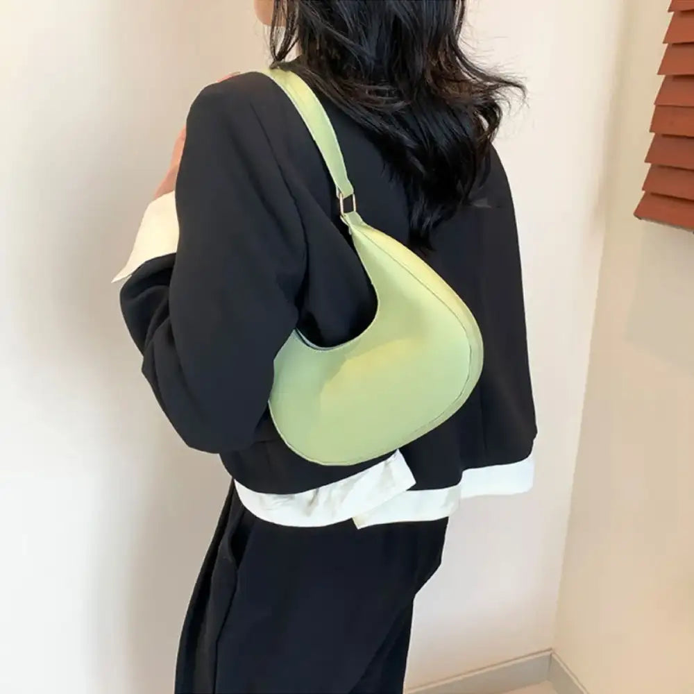 Solid Color Crescent Shoulder Bag