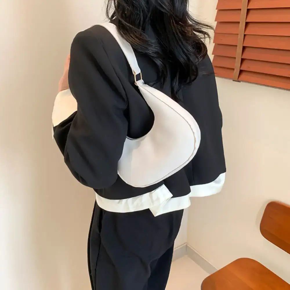 Solid Color Crescent Shoulder Bag