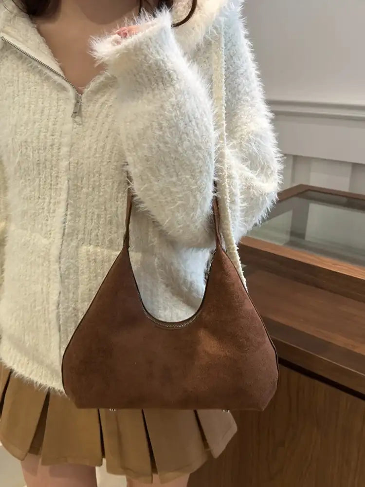 Solid Color Shoulder Bag