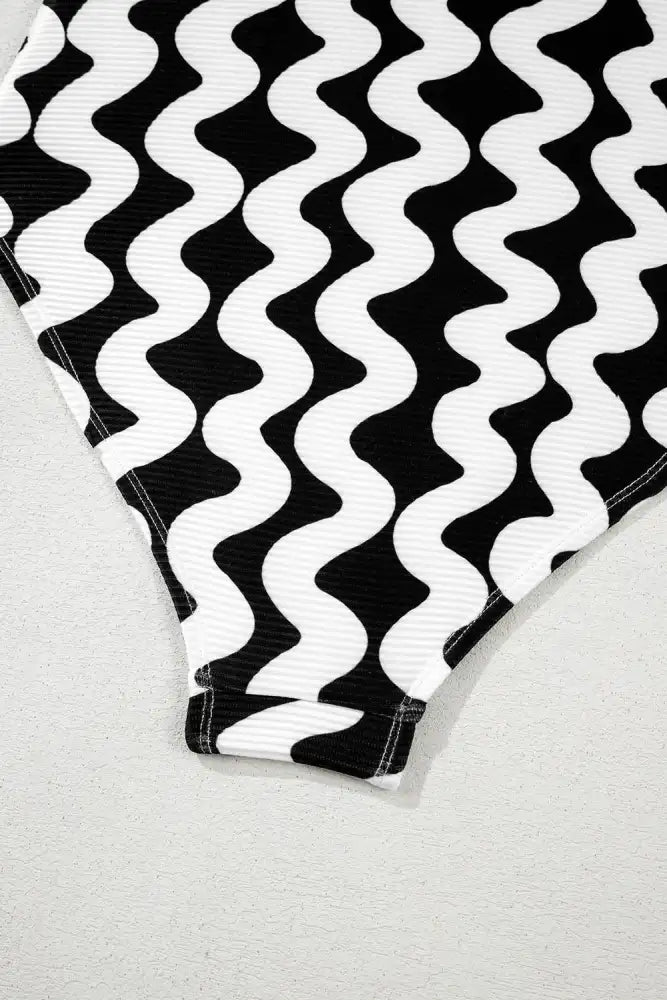 Tied Front Contrast Striped One-Piece Swimsuit