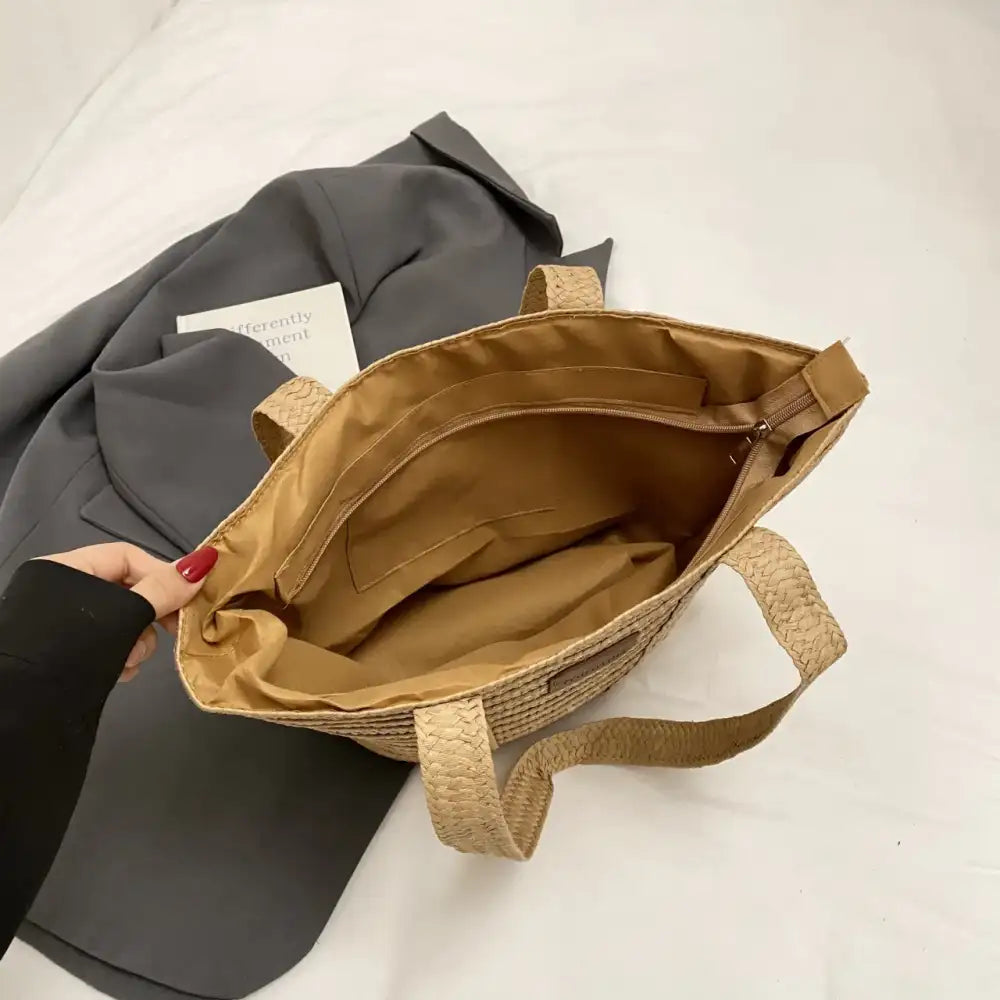Woven Straw Beach Tote Bag