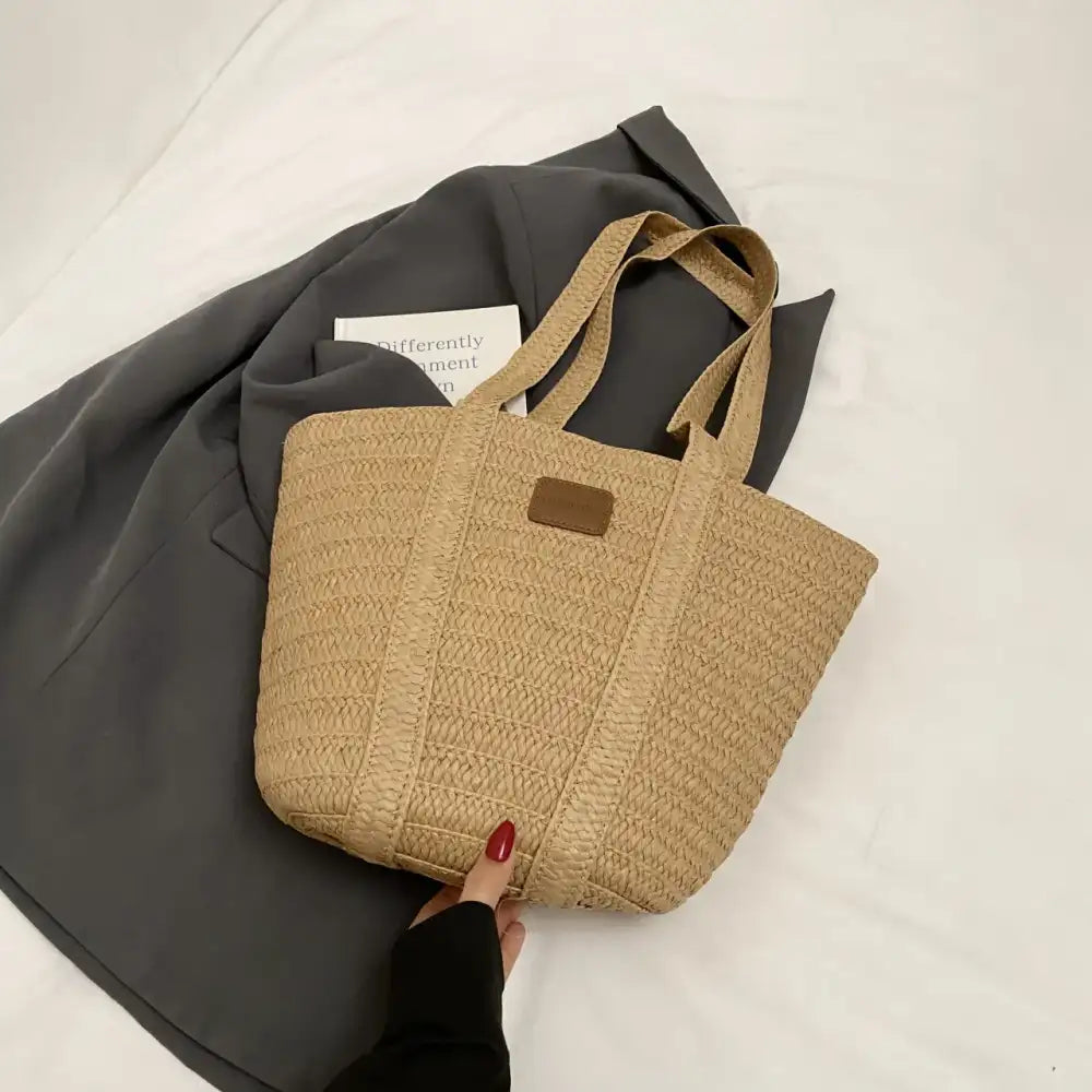 Woven Straw Beach Tote Bag
