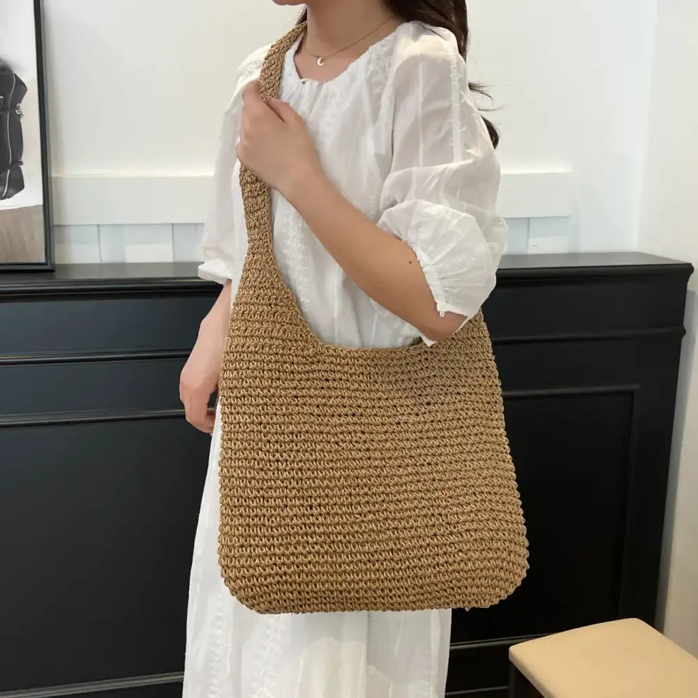Woven Straw Hobo Shoulder Bag