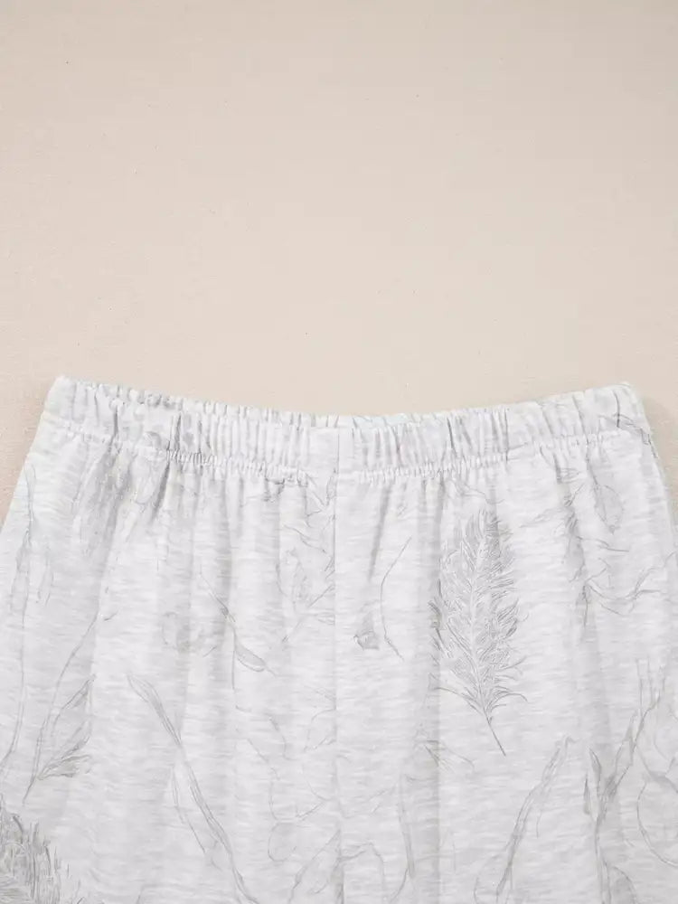 Abstract Print Loose Drop Sleeve Hoodie and Elastic Waistband Pants Set