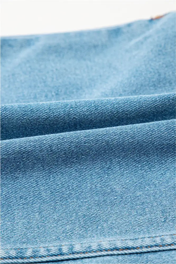 Acid Wash Bowknot Details High Waist Denim Skirt