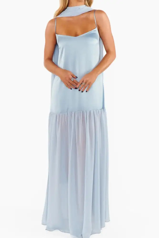 Adjustable Strap Maxi Cami Dress with Scarf