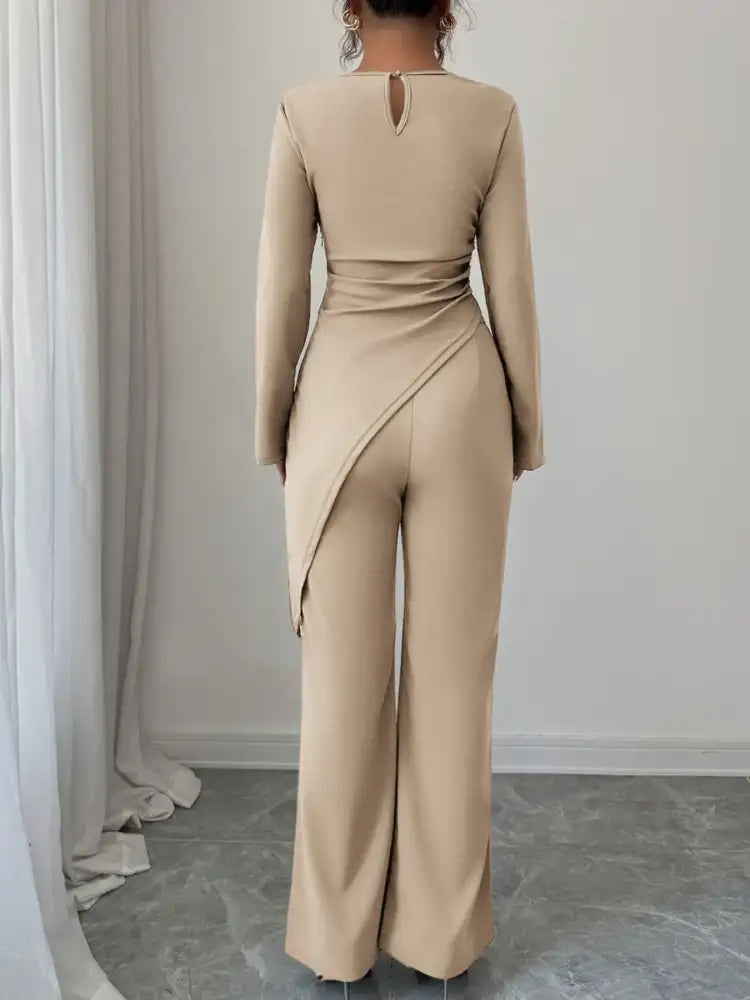 Asymmetric Long Sleeve Top and Pants Set