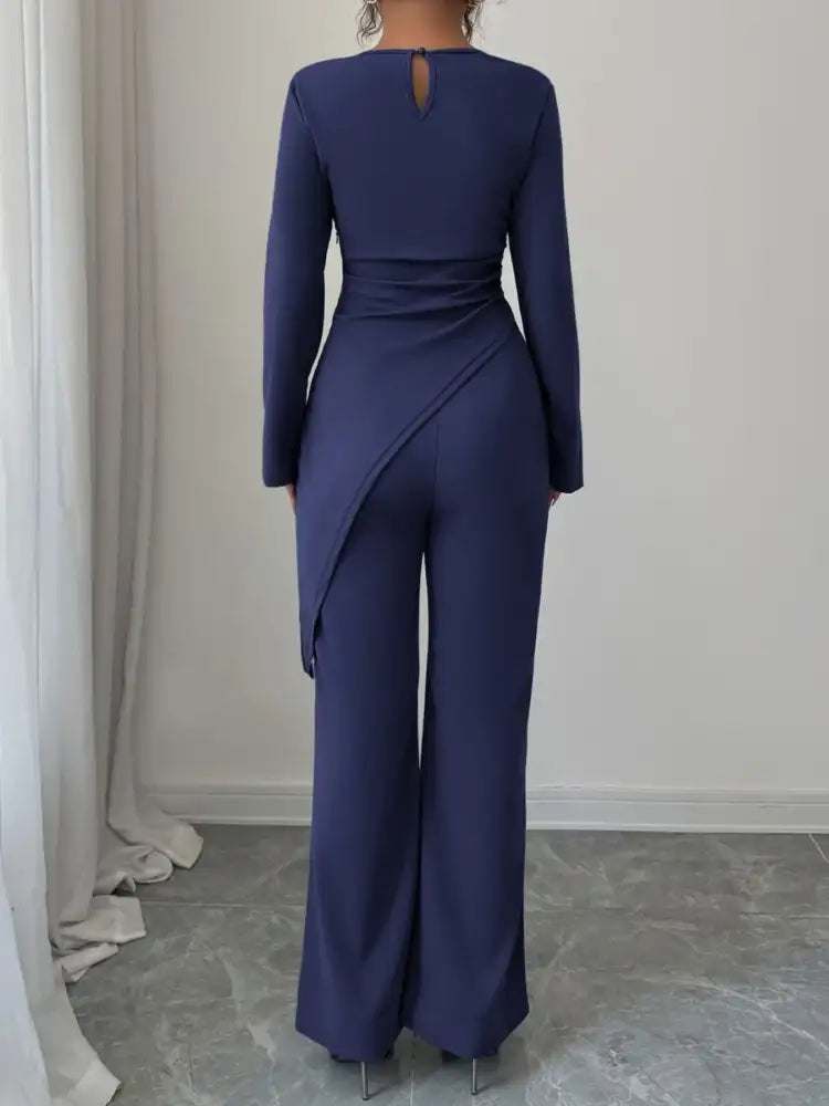 Asymmetric Long Sleeve Top and Pants Set