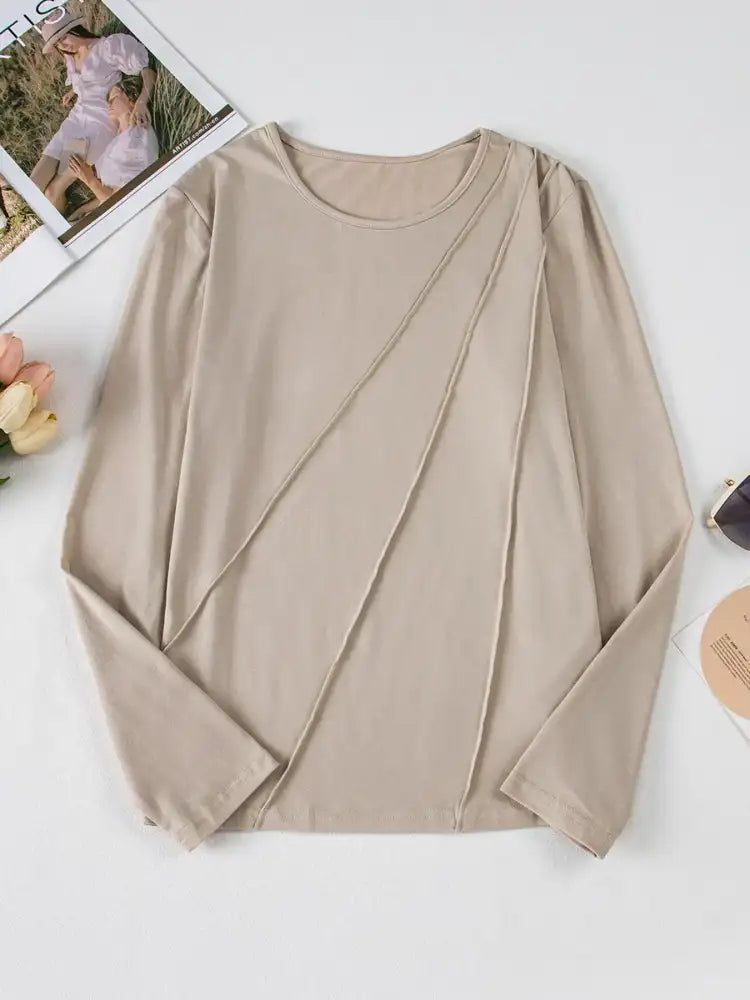 Asymmetric Seam Detail Long Sleeve Top