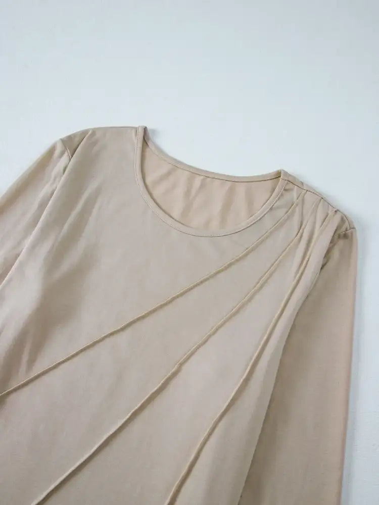 Asymmetric Seam Detail Long Sleeve Top