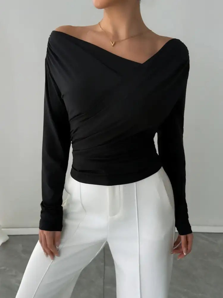 Asymmetrical Long Sleeve Blouse