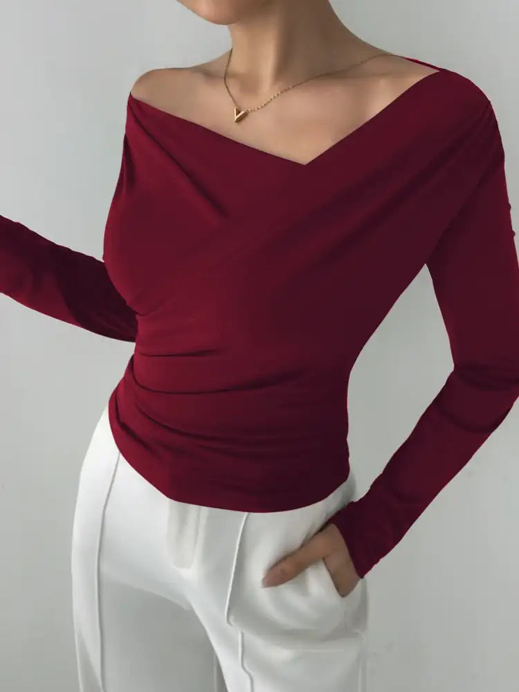 Asymmetrical Long Sleeve Blouse