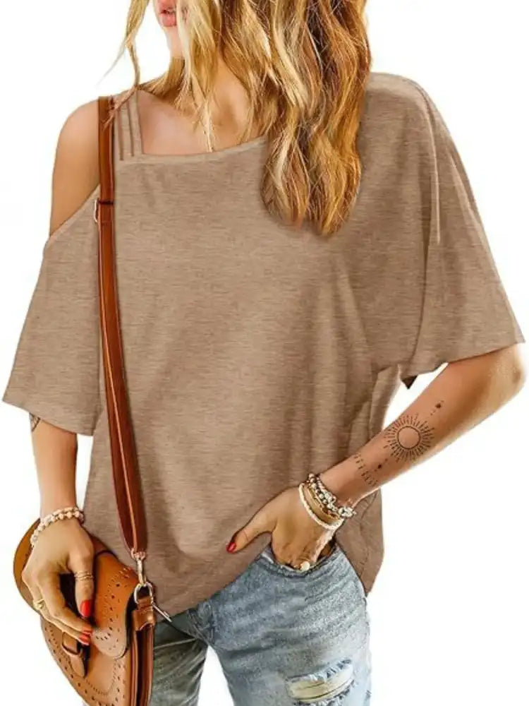 Asymmetrical Neck Half Sleeve T-Shirt