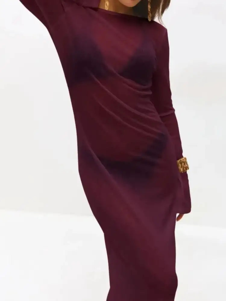 Backless Long Sleeve Maxi Cover-Up