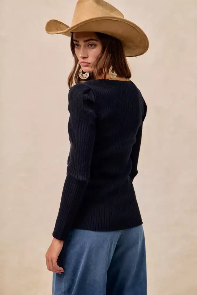 BiBi Ribbed Contrast Front Tied Top with Shrried