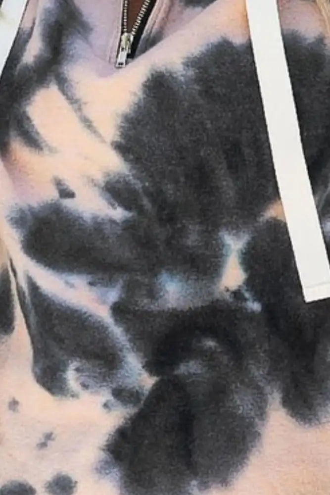 BiBi Tie Dye Brushed Terry Hoodie with Zip Up Closure