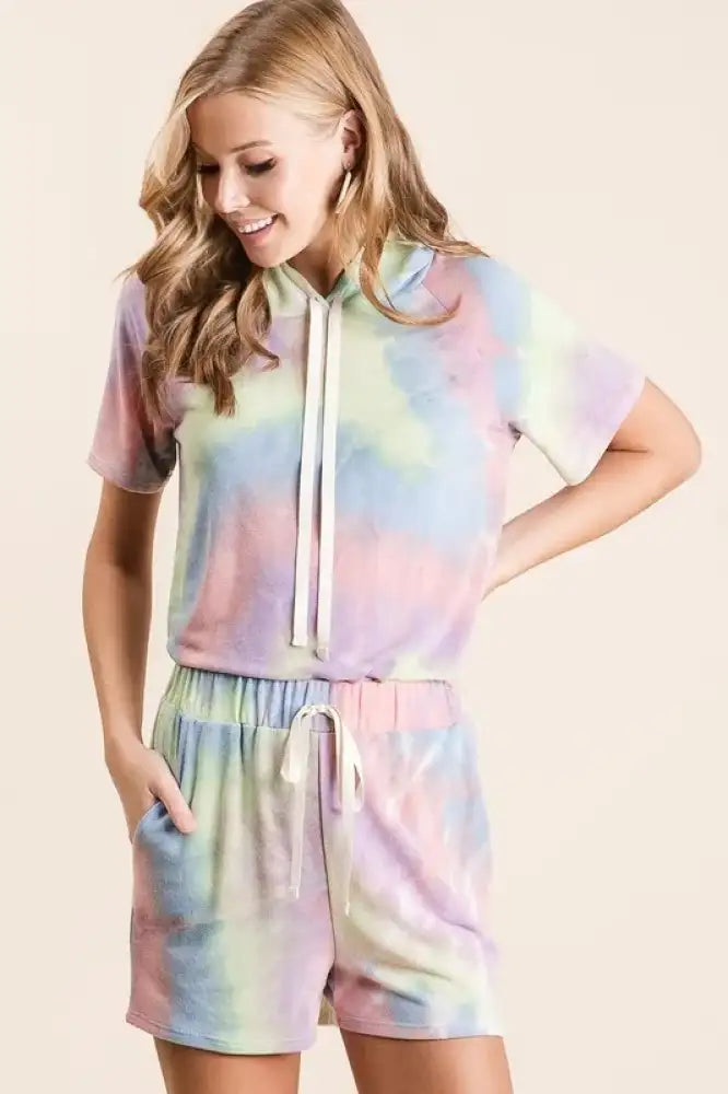 BiBi Tie Dye French Terry Hoodie Top and Bottom Set